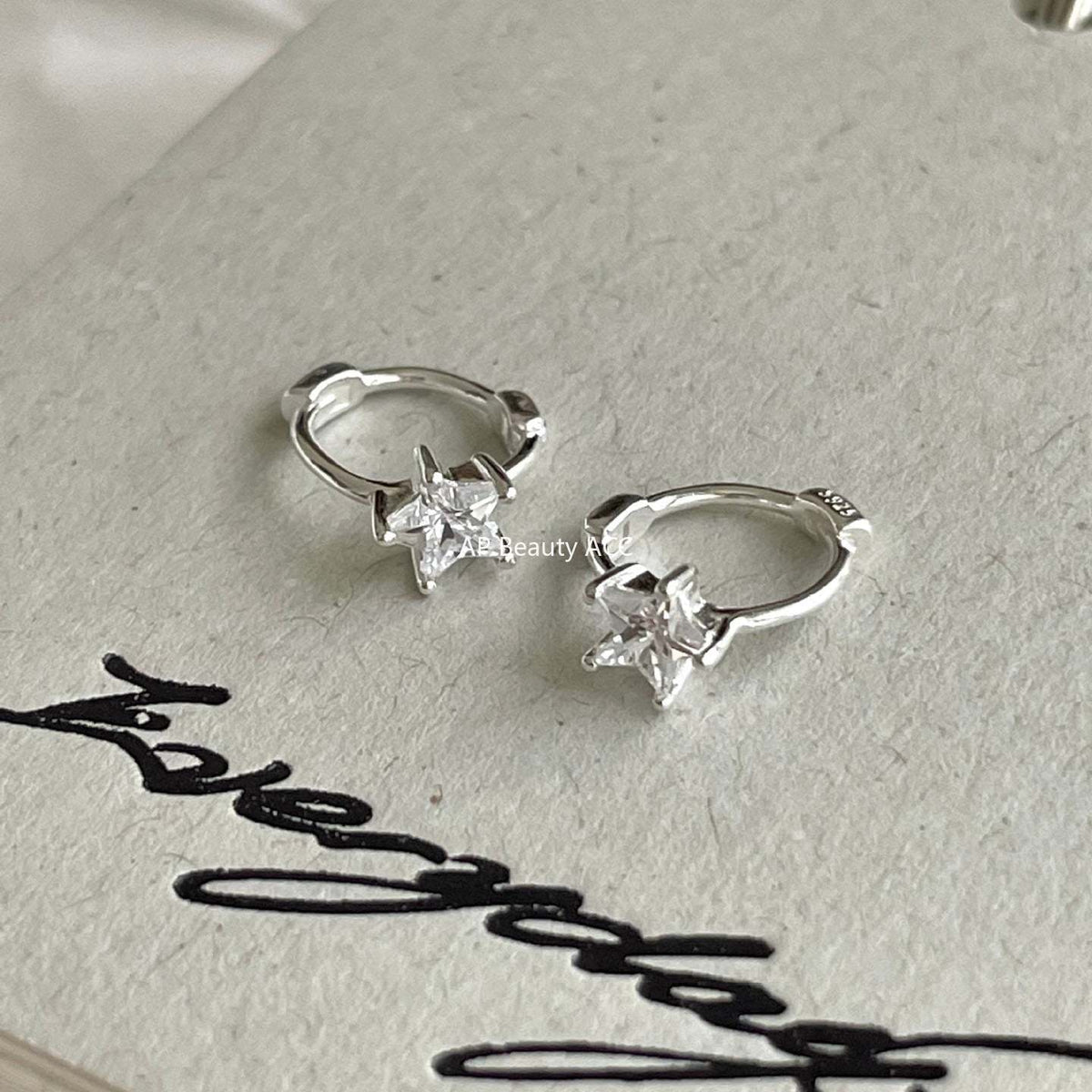 F관 - 925 실버 별 큐빅 링 귀걸이 [C1423] 25.11-4