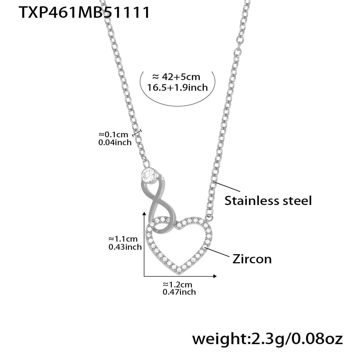 D관 - 하트 인피니티 큐빅 18K 도금 스테인리스 목걸이 팔찌 [TXP461] 25.11-3