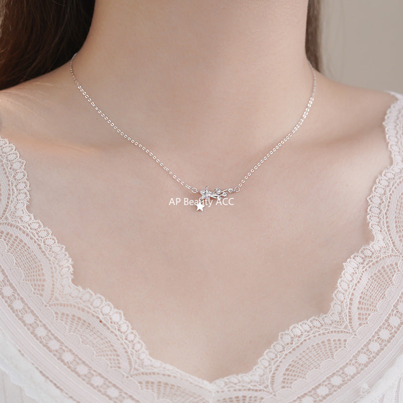 B관 - 999 실버 유성 별 큐빅 펜던트 목걸이 [YC3813N] 25.10-2