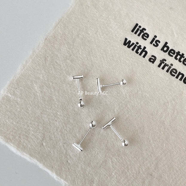 A관 - 925 실버 기하학 스퀘어 피어싱 귀걸이 [EH-4187] 25.12-3