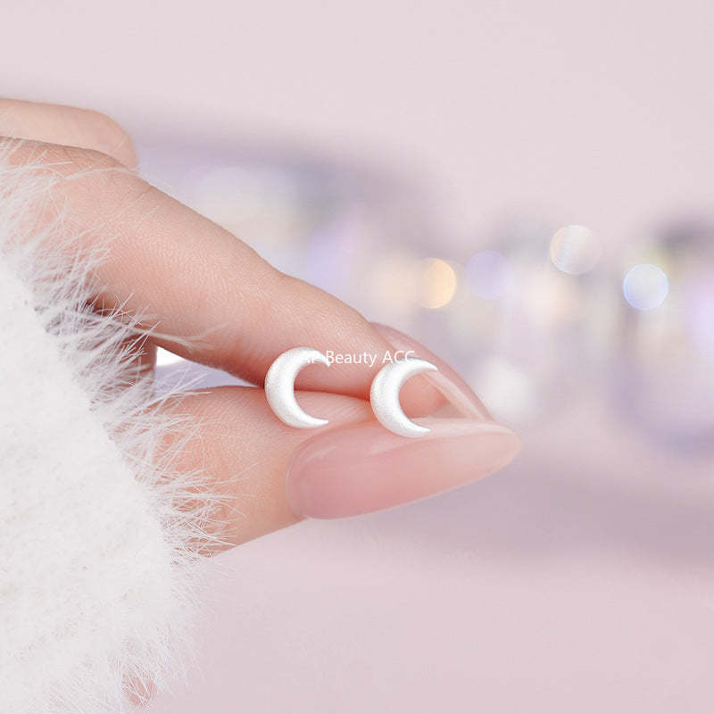 B관 - 999 실버 심플 달 디자인 스터드 귀걸이 [YC8349E_1] 25.10-4