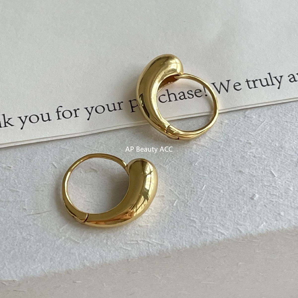 F관 - 925 실버 물방울 디자인 후프 귀걸이 [C1416] 25.11-1