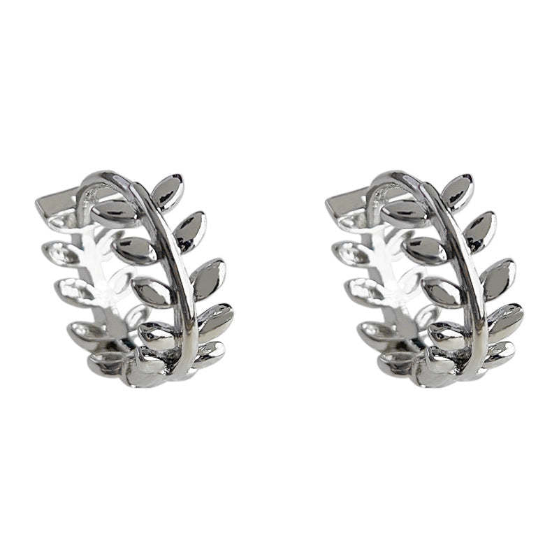 C관 - 개성 있는 인스타그램 스타일 나뭇잎 백금 도금 귀걸이 [3864] 24.04-4