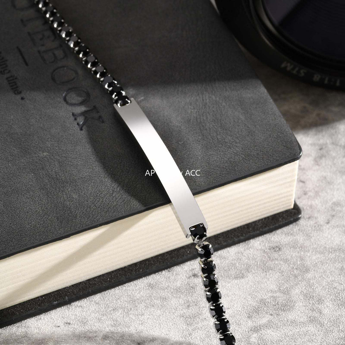 G관 - 스테인리스 스틸 블랙 큐빅 체인 플레이트 팔찌 [BR-2709] 25.12-2