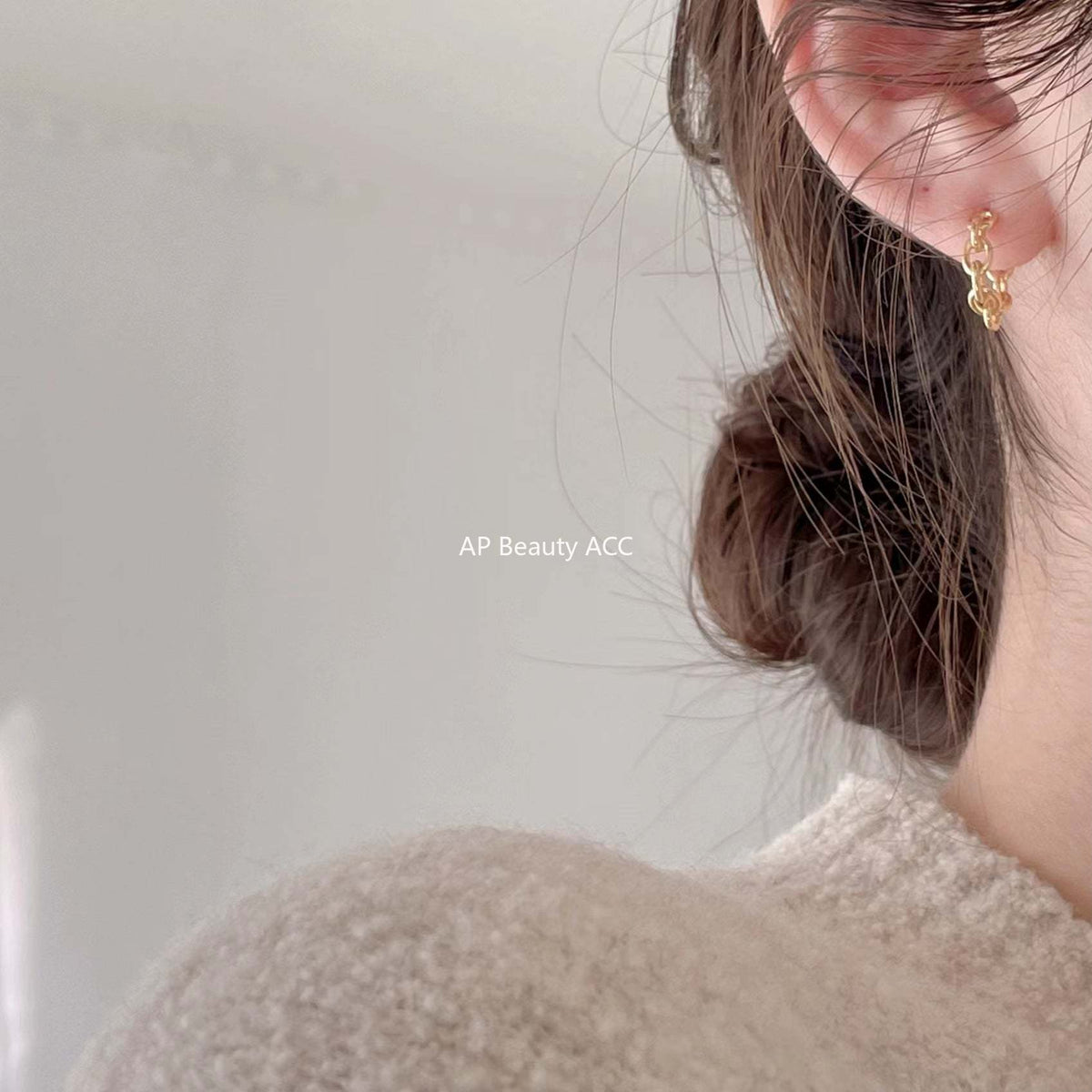F관 - 925 실버 체인 디자인 C형 스터드 귀걸이 [C922] 25.07-1