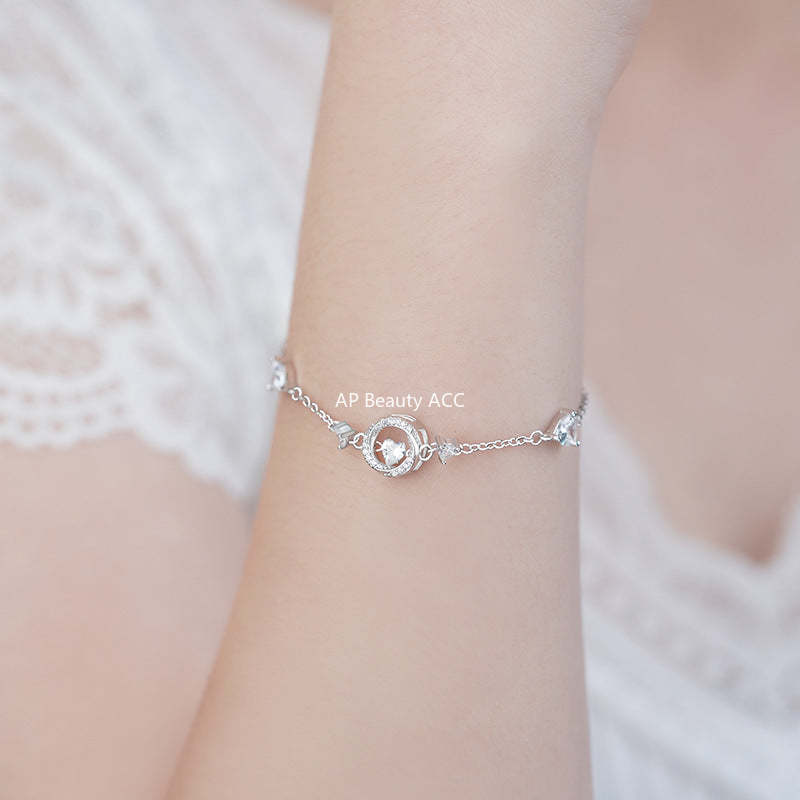 B관 - 999 실버 원형 하트 큐빅 팔찌 [YC5132SL_1] 25.10-2