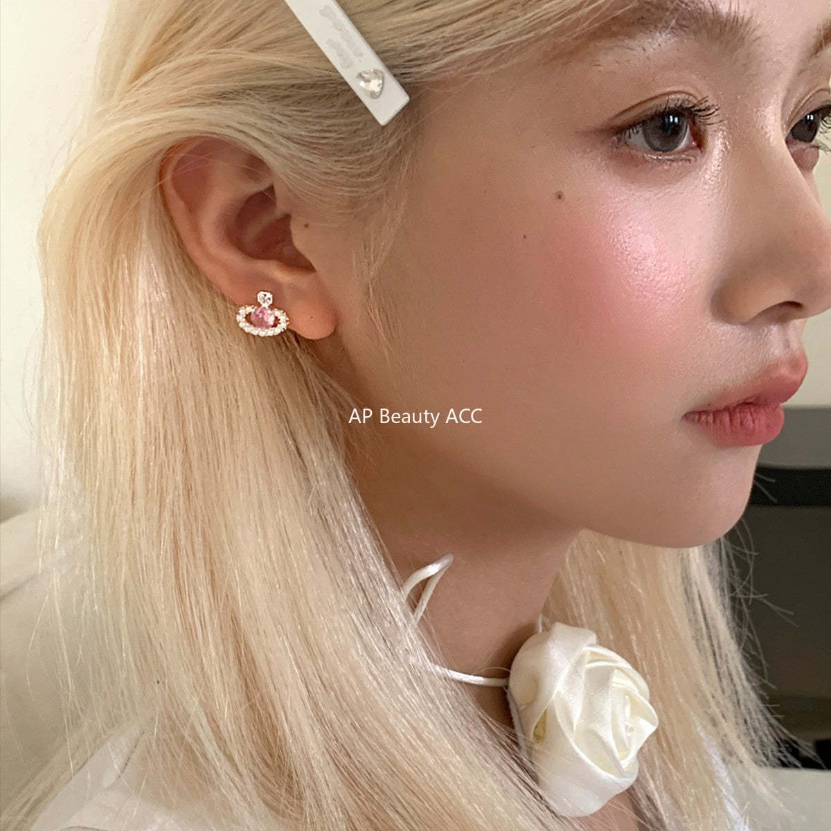 A관 - 핑크 큐빅 볼 디자인 진주 귀걸이 [EH-4313] 25.12-3