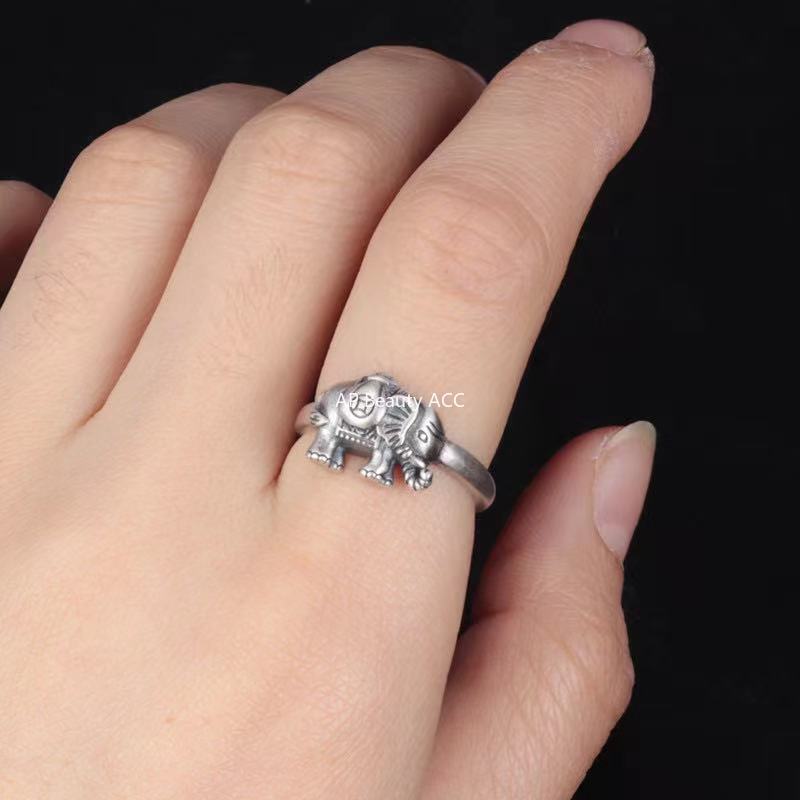 G관 - 빈티지 실버 스타일 코끼리 디자인 오픈 반지 [J2519] 25.09-4