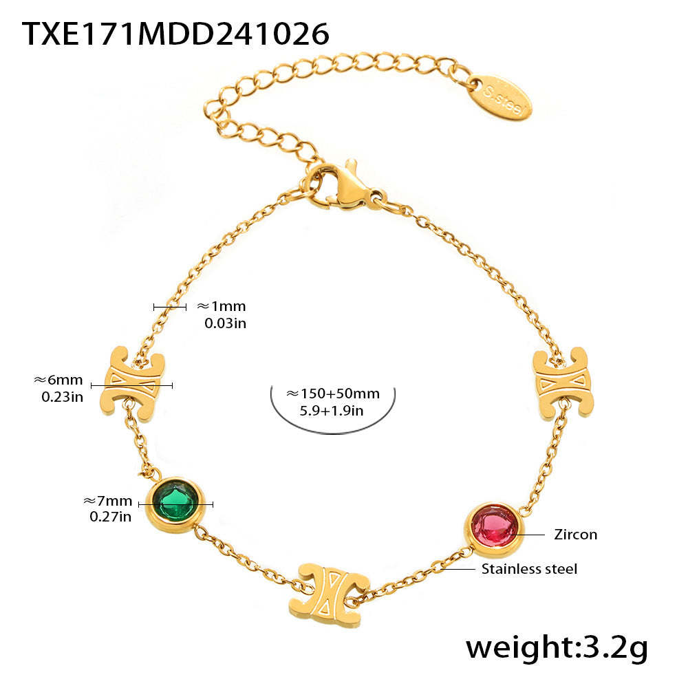 D관 - 더블 C 믹스 컬러 스테인리스 스틸 큐빅 PVD 18K 도금 변색 방지 목걸이 팔찌 [TXE171-TXP171] 24.11-1