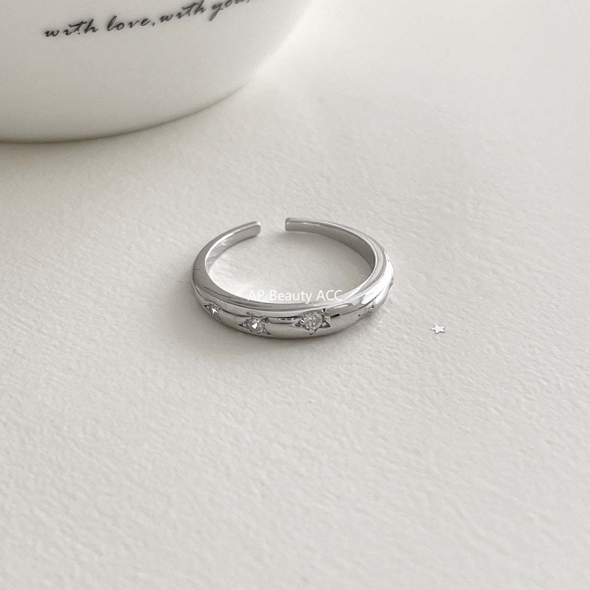 A관 - 925 실버 별 펜던트 큐빅 오픈형 반지 [JZ-0720] 25.10-5