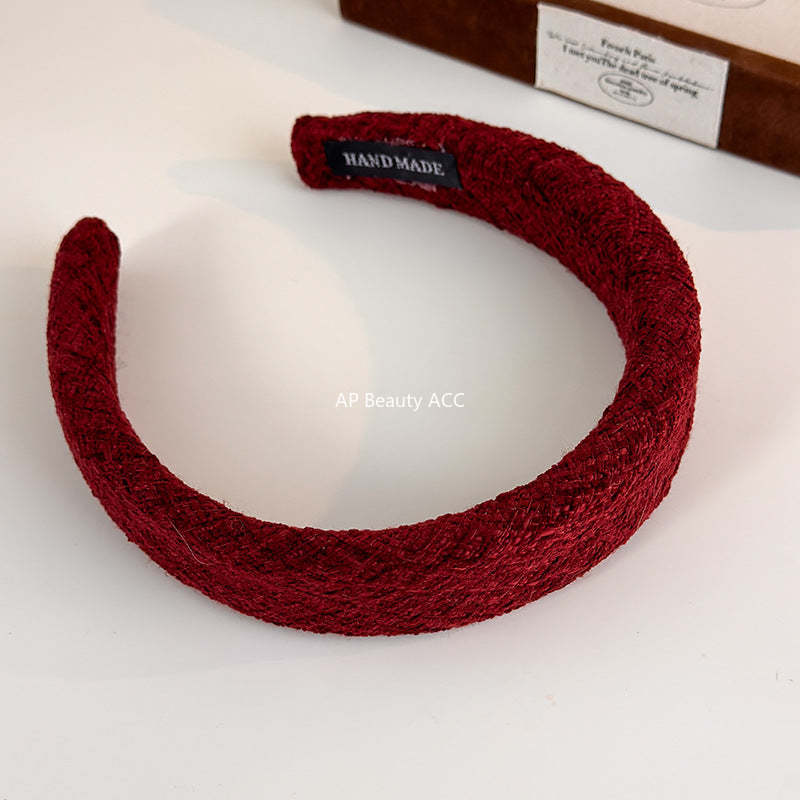 E관 - 레드 모직 스펀지 와이드 머리띠 [27747] 25.12-1