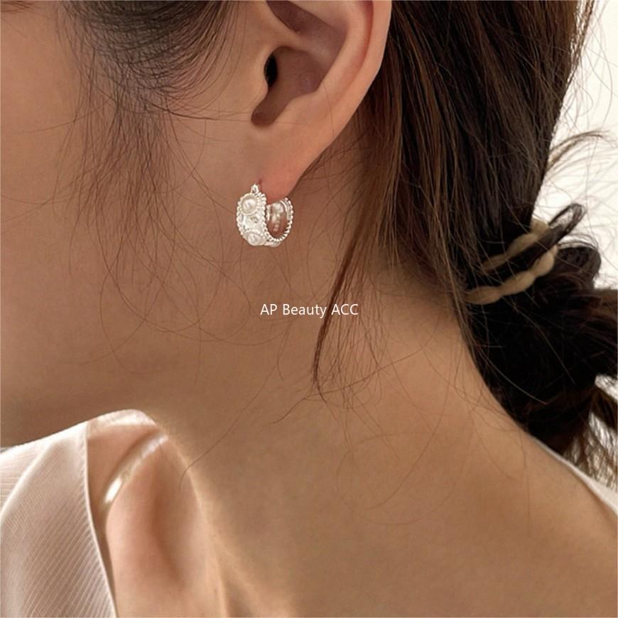 F관 - 925 실버 진주 와이드 귀걸이 [C1238] 25.10-3