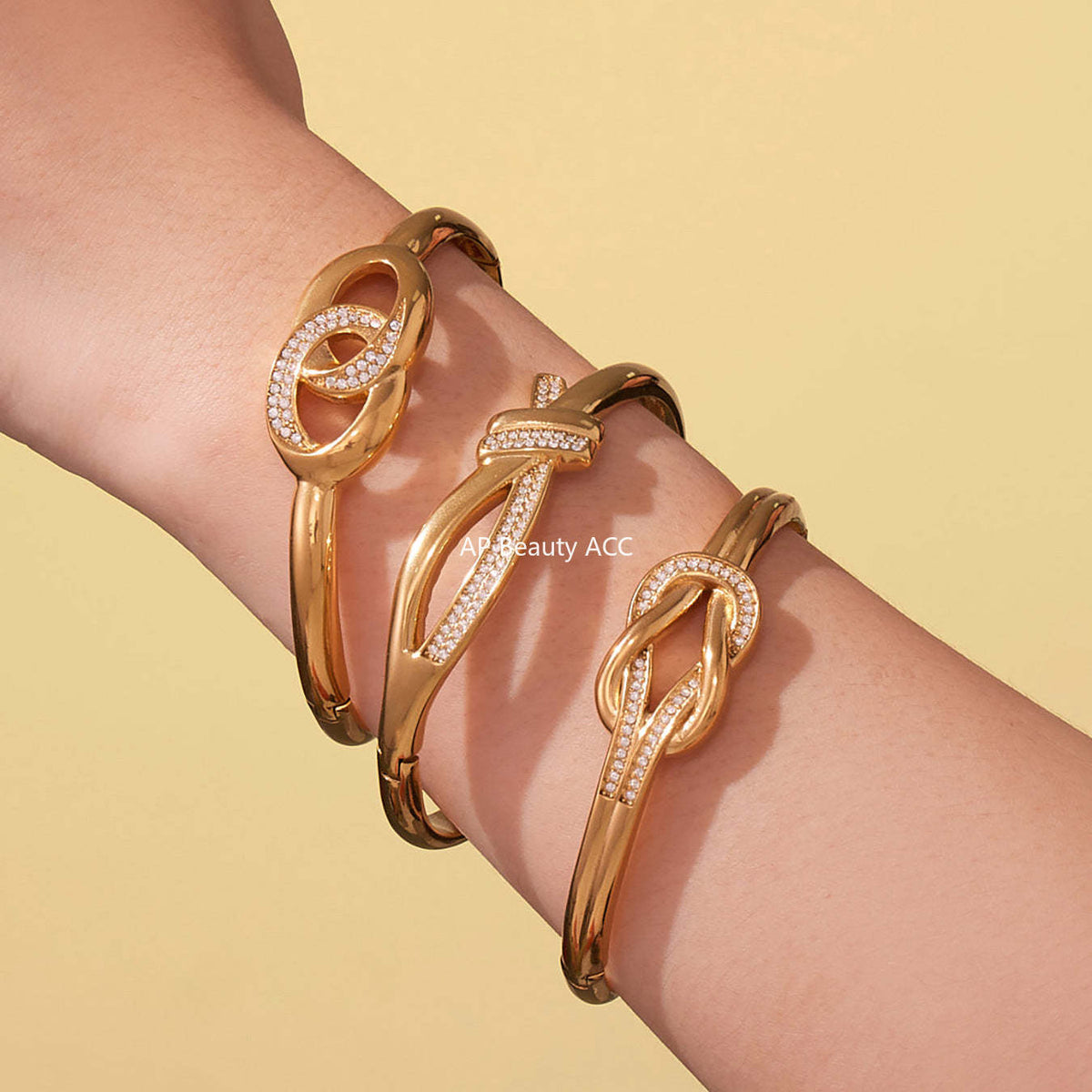 D관 - 스테인리스 풀큐빅 이중 링 매듭 디자인 팔찌 [Z509-Z510-Z511] 25.10-5