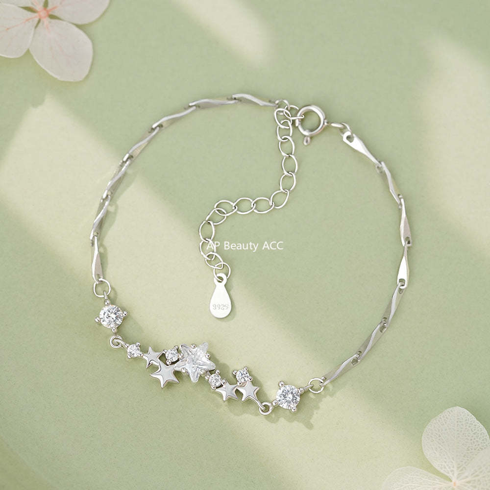 B관 - 925 실버 은하수 별 큐빅 팔찌 [YC5136SL_1] 25.12-3