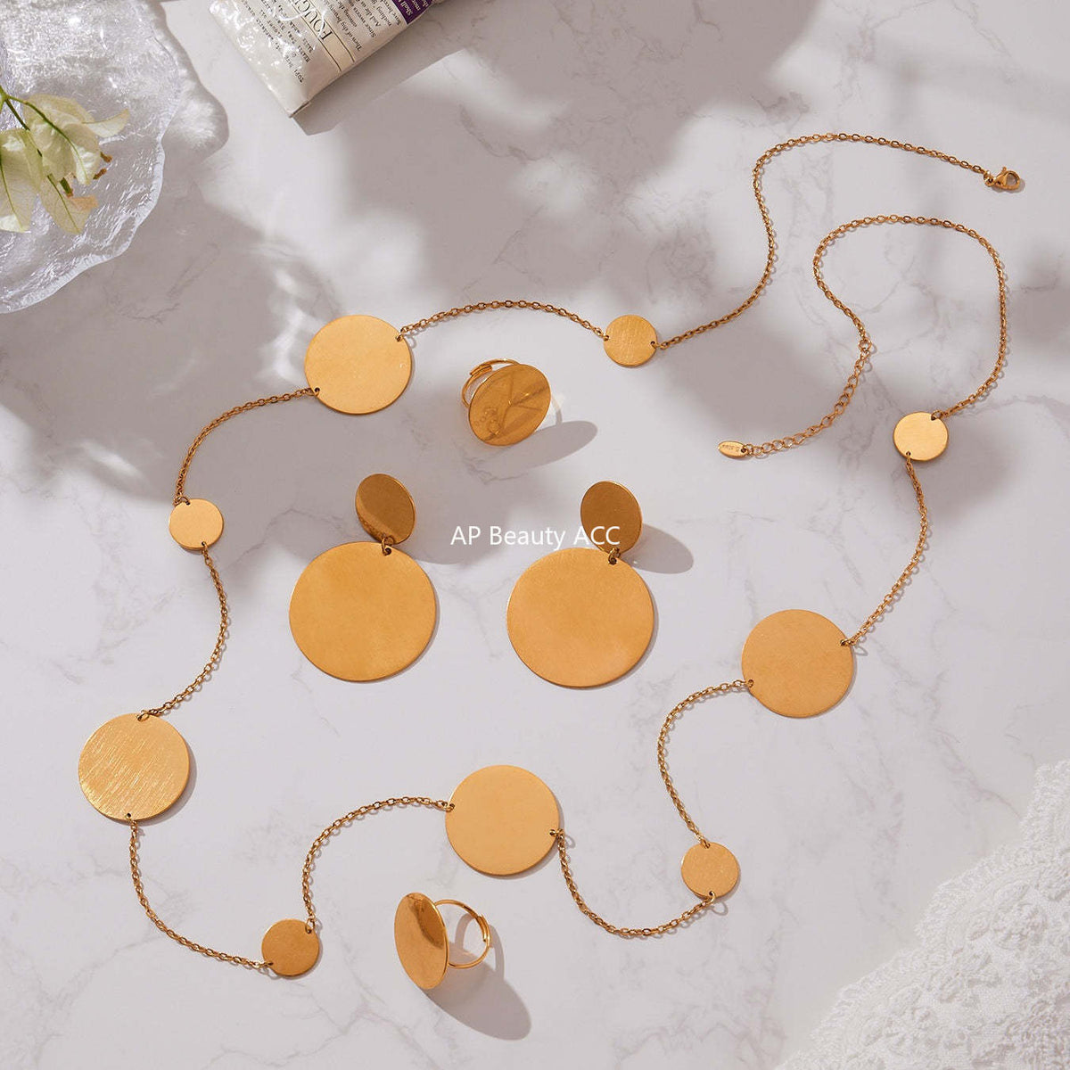 D관 - 스테인리스 18K 도금 원형 링 목걸이 귀걸이 반지 [TXP458] 25.10-5