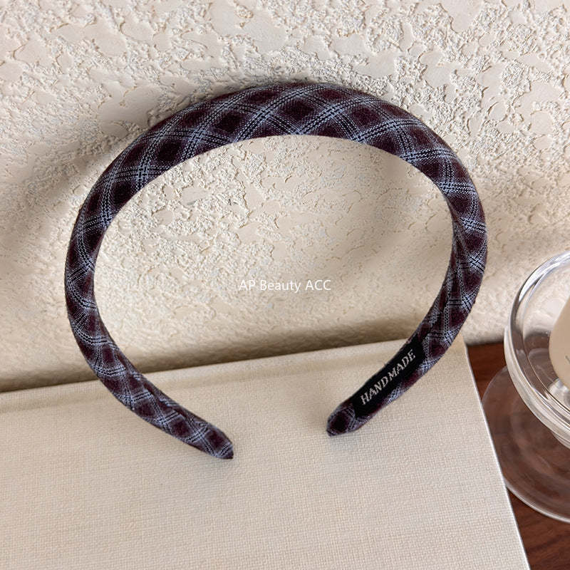 E관 - 체크 패브릭 슬림 머리띠 [27501] 25.09-4