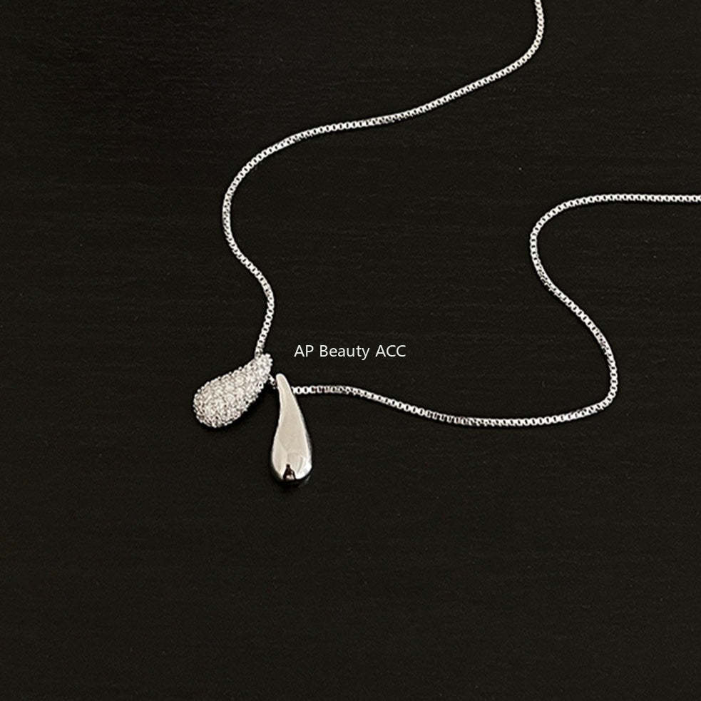 A관 - 925 실버 물방울 큐빅 하트 펜던트 목걸이 [XL-1217] 25.10-4