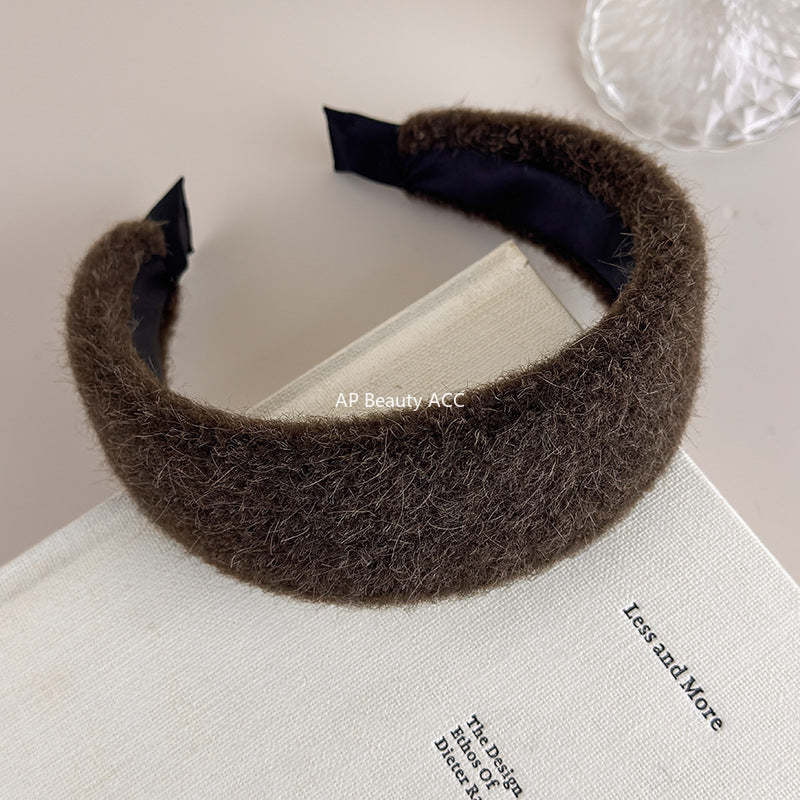 E관 - 퍼 털실 소재 볼륨 와이드 머리띠 [27710] 25.11-3