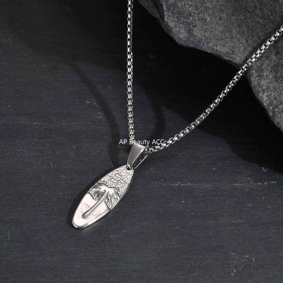 G관 - 스테인리스 타원형 야자수 펜던트 목걸이 [PN-2159] 25.10-5