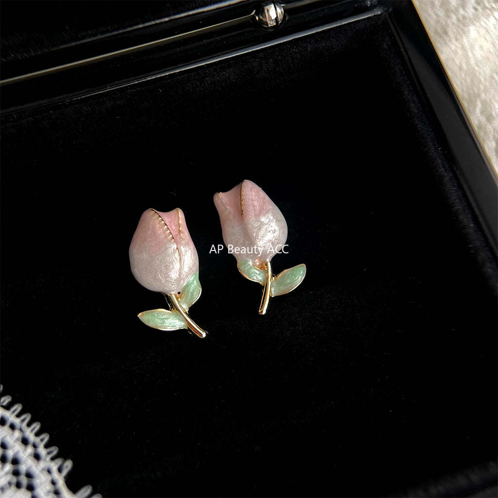 C관 - 숲 속 스타일 점점 변화하는 튤립 14K 도금 은침 귀걸이 [4420] 24.06-4