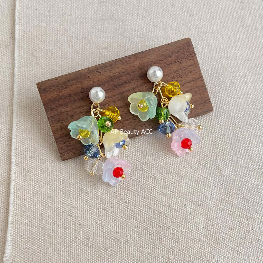 C관 - 핸드메이드 글래스 크리스탈 은방울꽃 귀걸이 [5551] 25.02-2