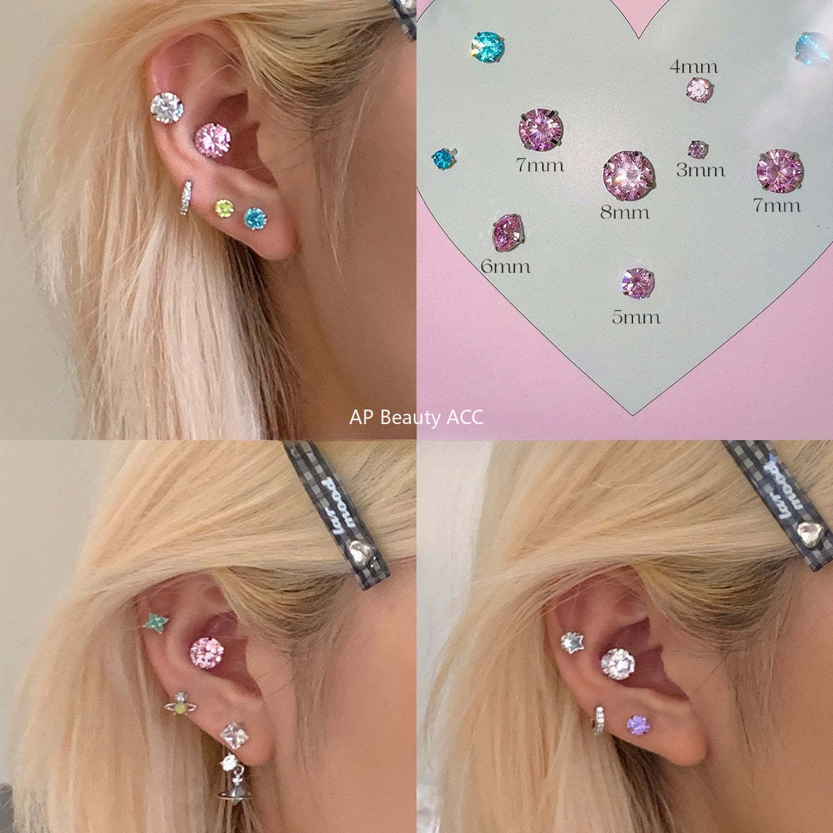 A관 - 티타늄 스틸 심플 화이트 큐빅 귀걸이 [EH-4085] 25.10-4