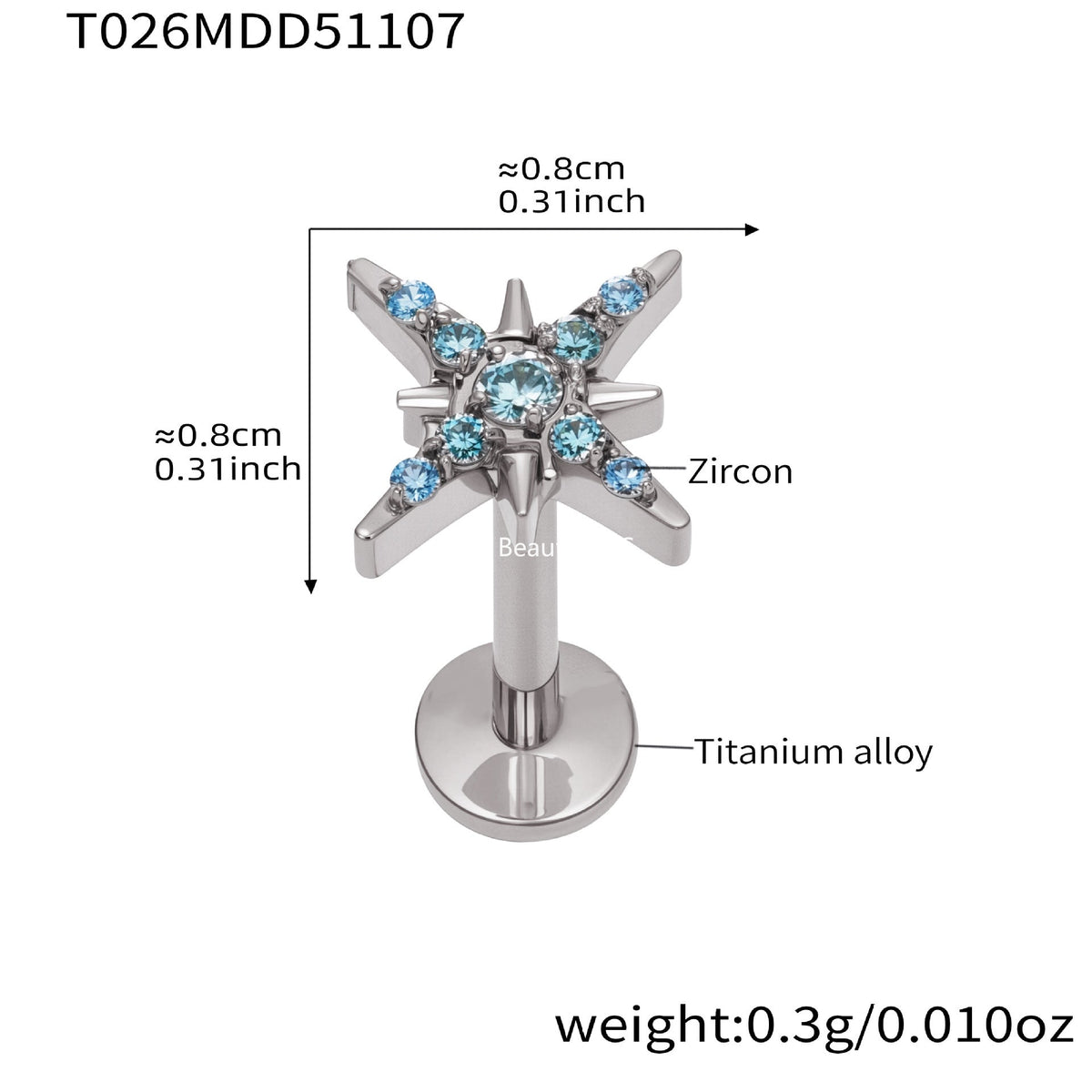 D관 - 티타늄 합금 스틸 입술용 단품 피어싱 [T009] 25.11-2