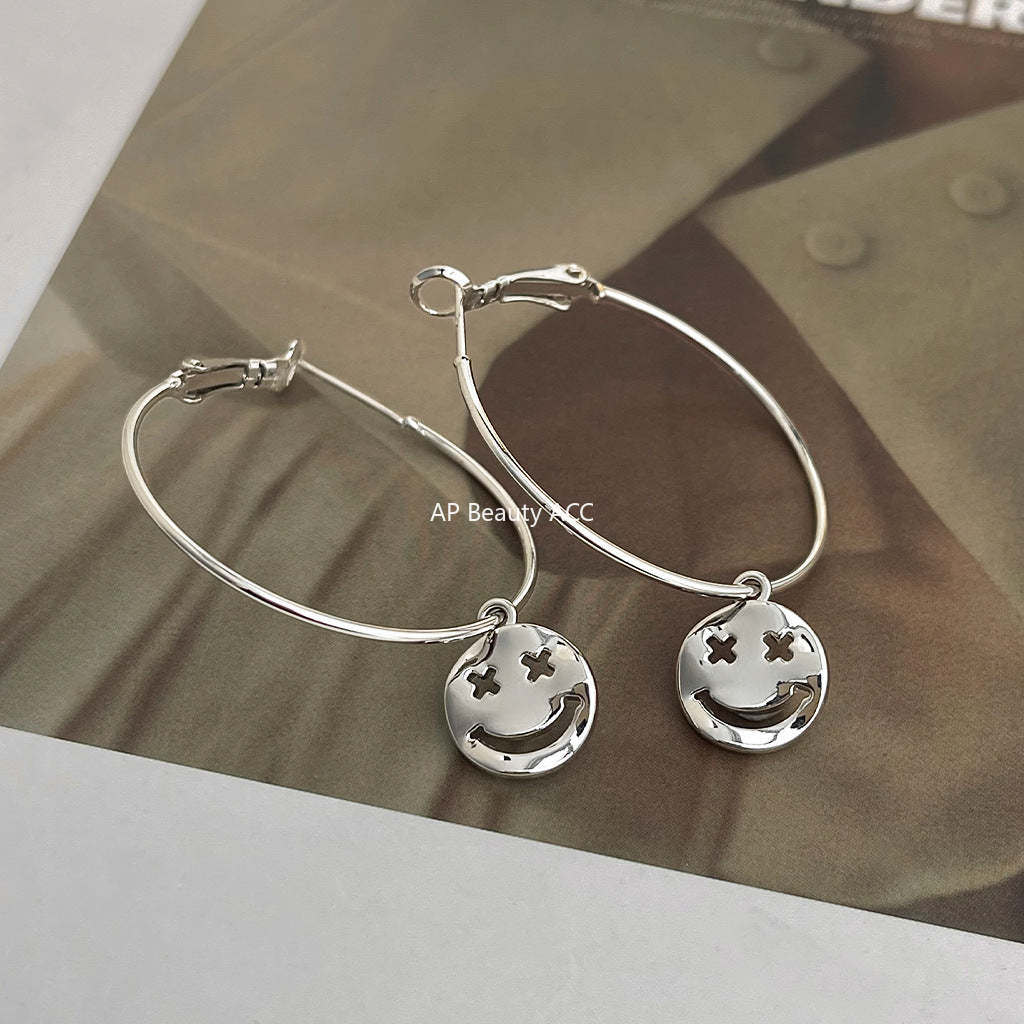 C관 - 스마일 원형 은침 링 귀걸이 [5480] 25.02-1