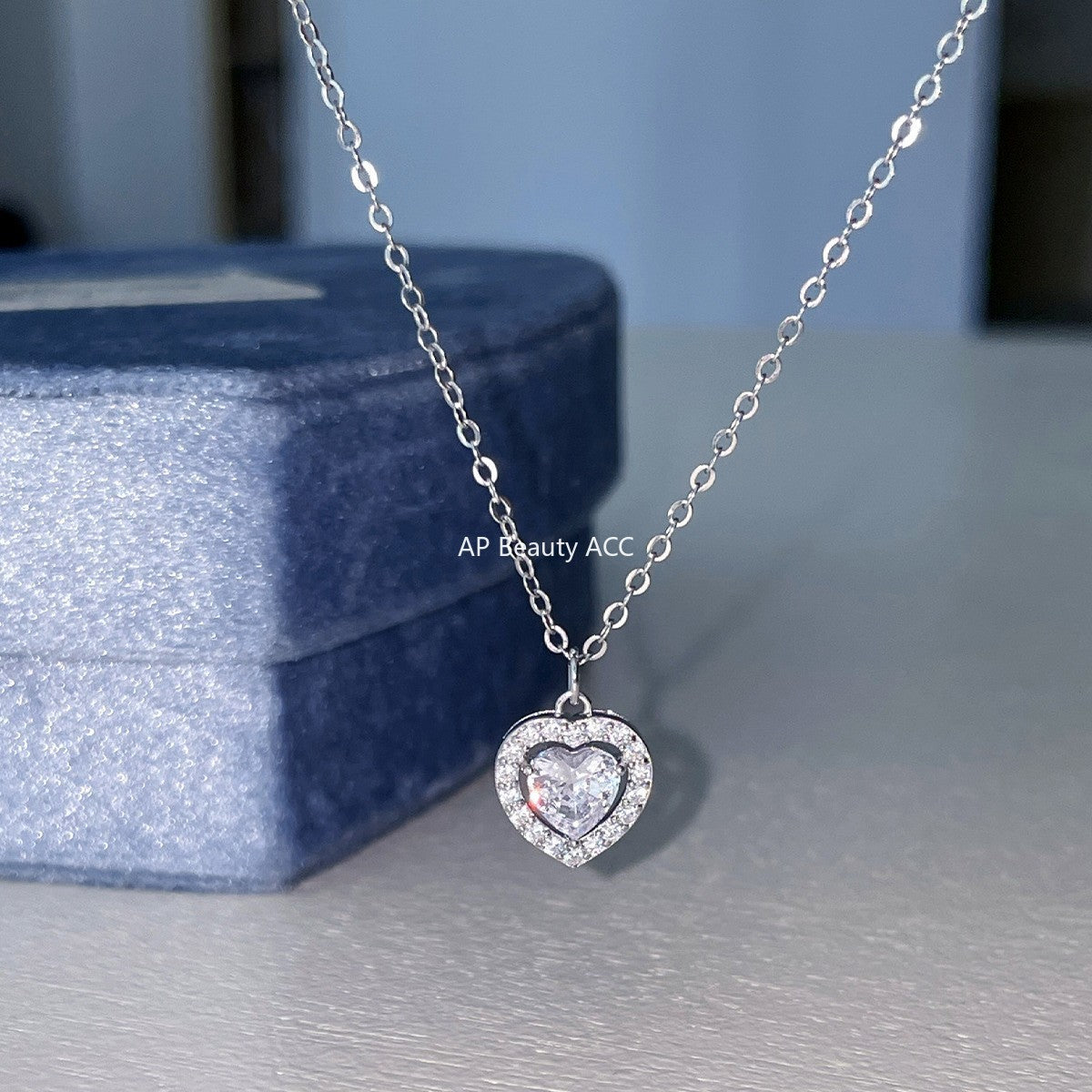 A관 - 925 실버 하트 큐빅 펜던트 목걸이 [XL-1206] 25.10-1