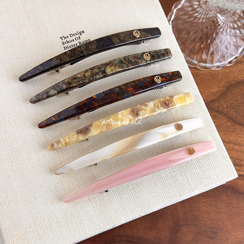 E관 - 일자형 골드 포인트 셀룰로이드 스프링 헤어핀 [27606] 25.10-4