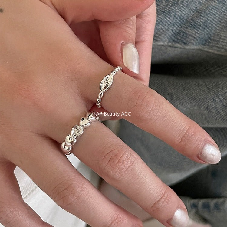 A관 - 925 실버 하트 별 큐빅 오픈형 반지 [JZ-0719] 25.11-1