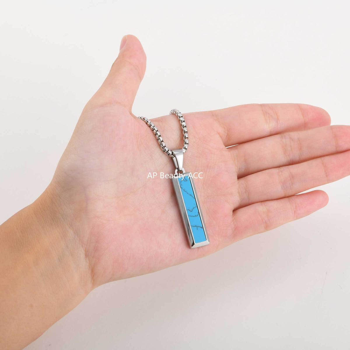 G관 - 스테인리스 오닉스 마노 터키석 펜던트 목걸이 [PN-2221] 25.11-1