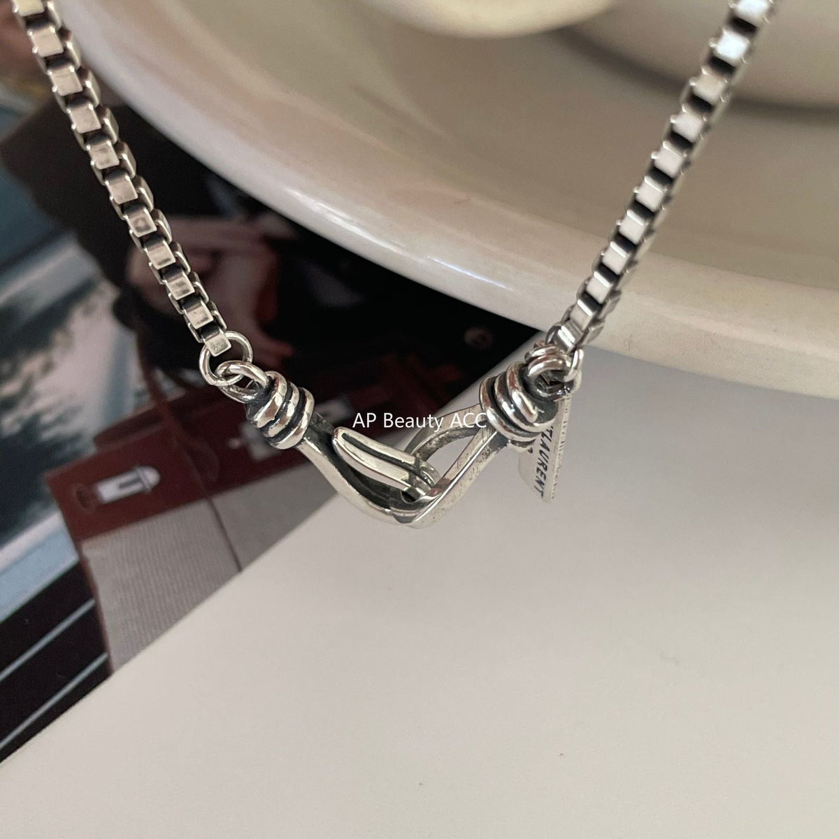 F관 - 925 실버 빈티지 실버 볼드 박스 체인 팔찌 [A75] 25.10-3