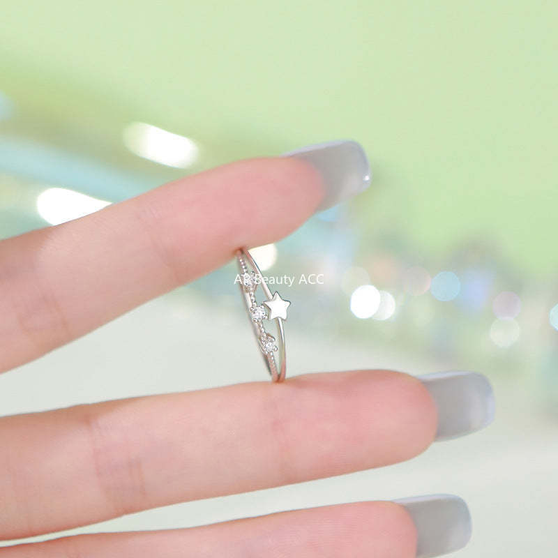 B관 - 999 실버 더블 레이어 별 큐빅 반지 [YC5053R_1] 25.09-4