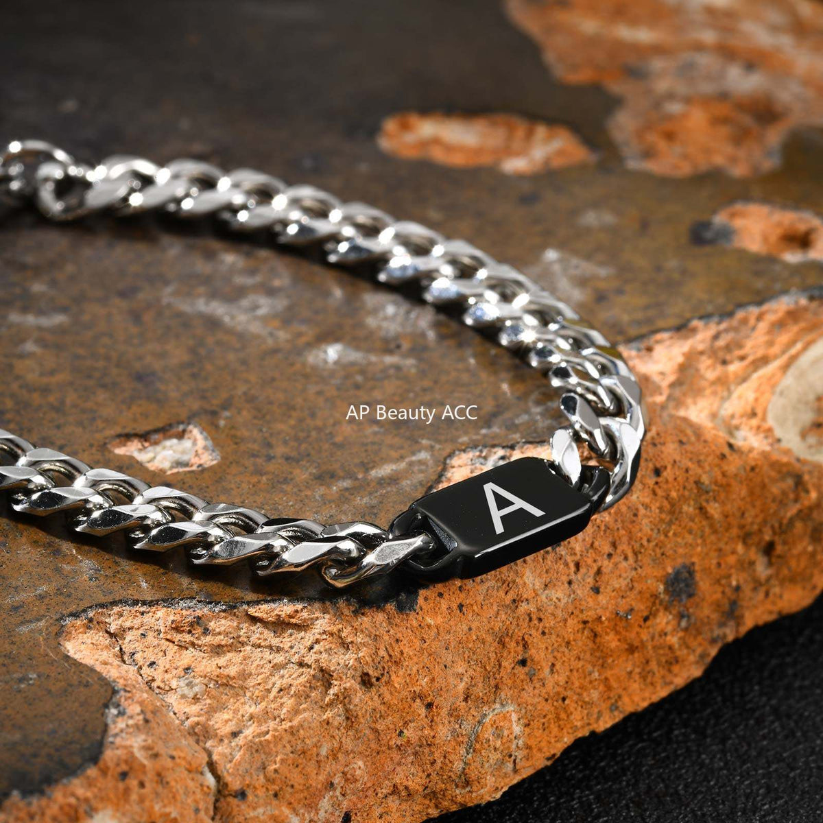 G관 - 각인 가능 레이저 알파벳 쿠바 체인 스테인리스 팔찌 [BR-2704] 25.11-3