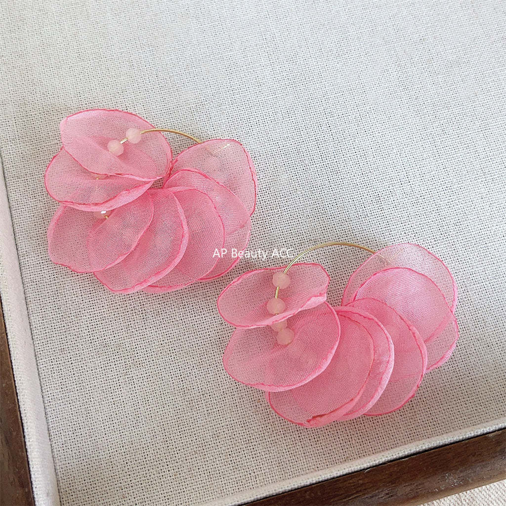 C관 - 14K 도금 여름 뷰티 레이스 꽃 은침 귀걸이 [4151] 24.05-4