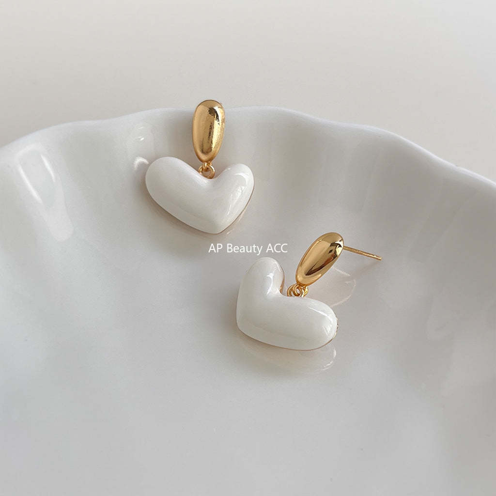 C관 - 오일 코팅 하트 디자인 925 은침 귀걸이 [7108] 25.11-3