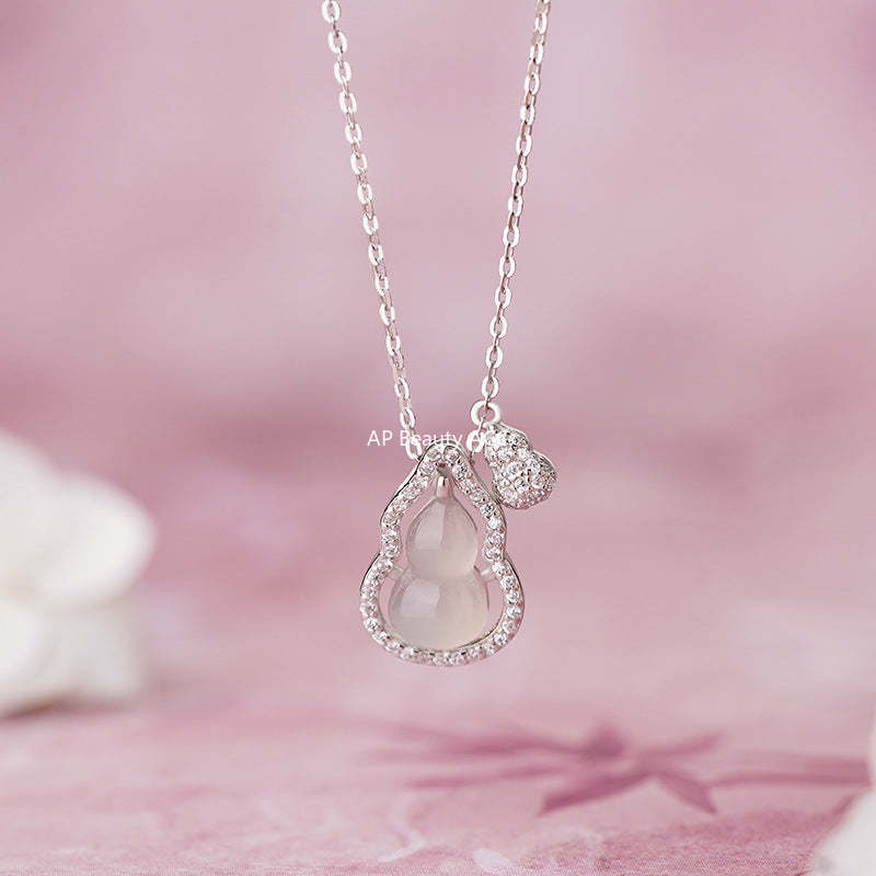 B관 - 925 실버 옥수 호리병 모양 큐빅 펜던트 목걸이 [YC2429N_1] 25.10-5