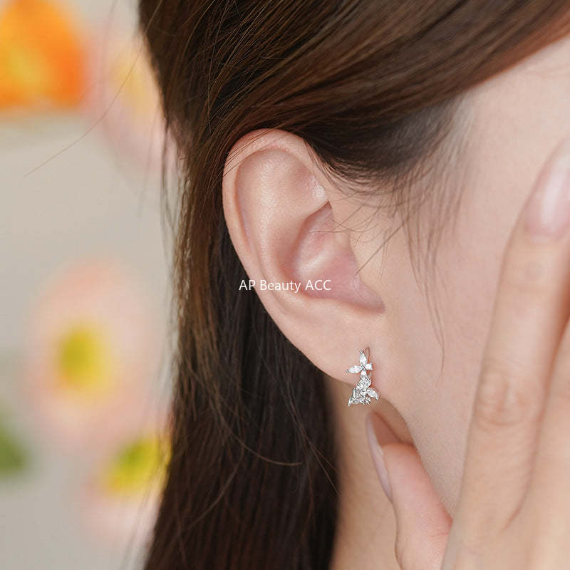 B관 - 999 실버 큐빅 나비 디자인 링 귀걸이 [YC7071E_1] 25.10-5