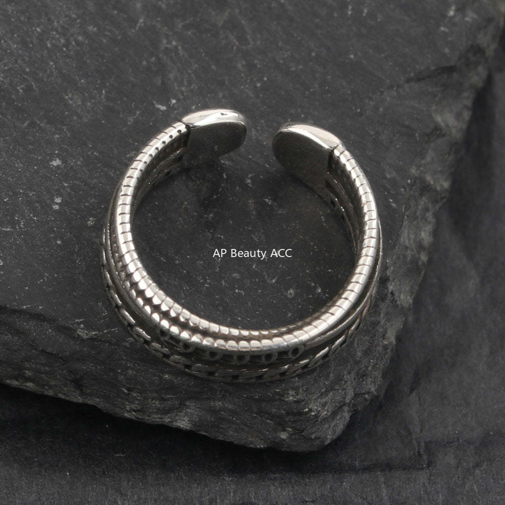 G관 - 빈티지 실버 스타일 동전 체인 디자인 반지 [J2521] 25.09-4