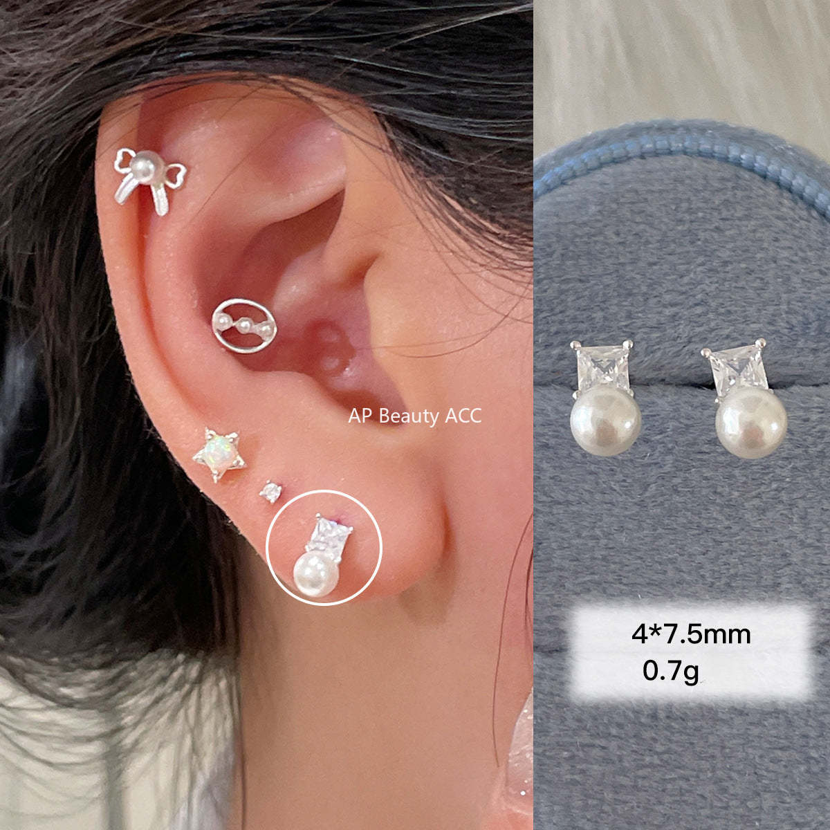 A관 - 925 은침 진주 리본 디자인 귀걸이 [EH-3874] 25.07-3