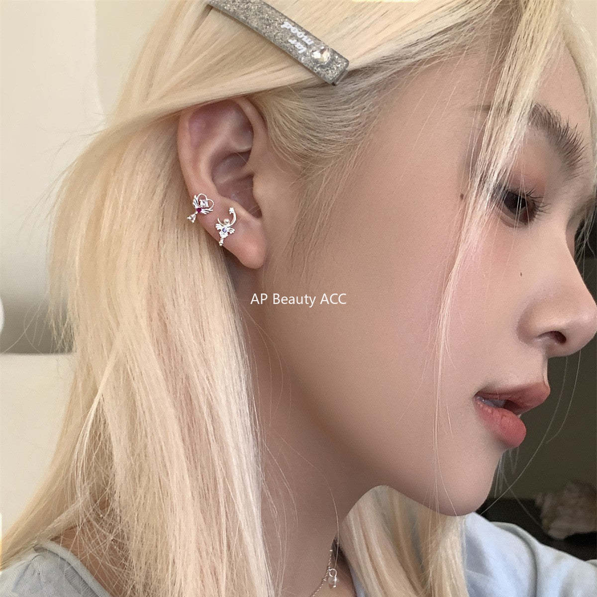 A관 - 하트 달 비대칭 큐빅 요술봉 디자인 귀걸이 [EH-4053] 25.09-3