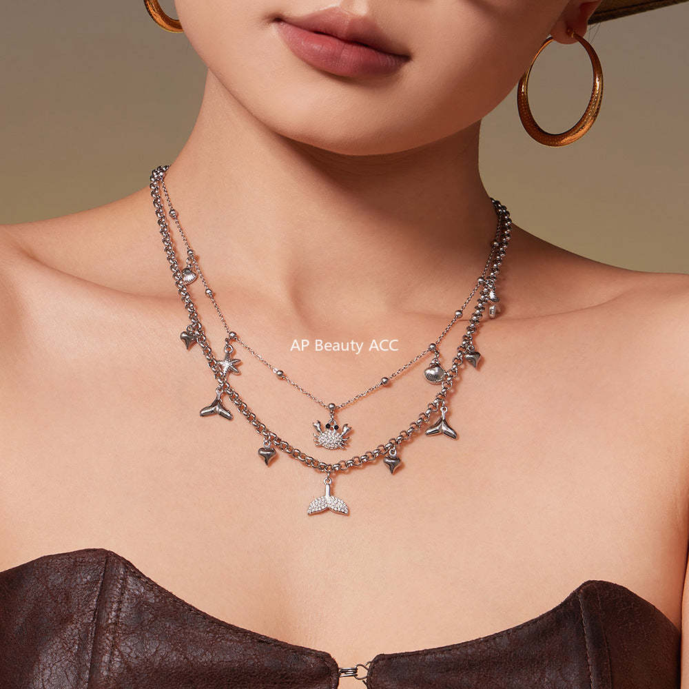 D관 - 스테인리스 스틸 해양생물 게 큐빅 펜던트 목걸이 [P826] 25.11-4