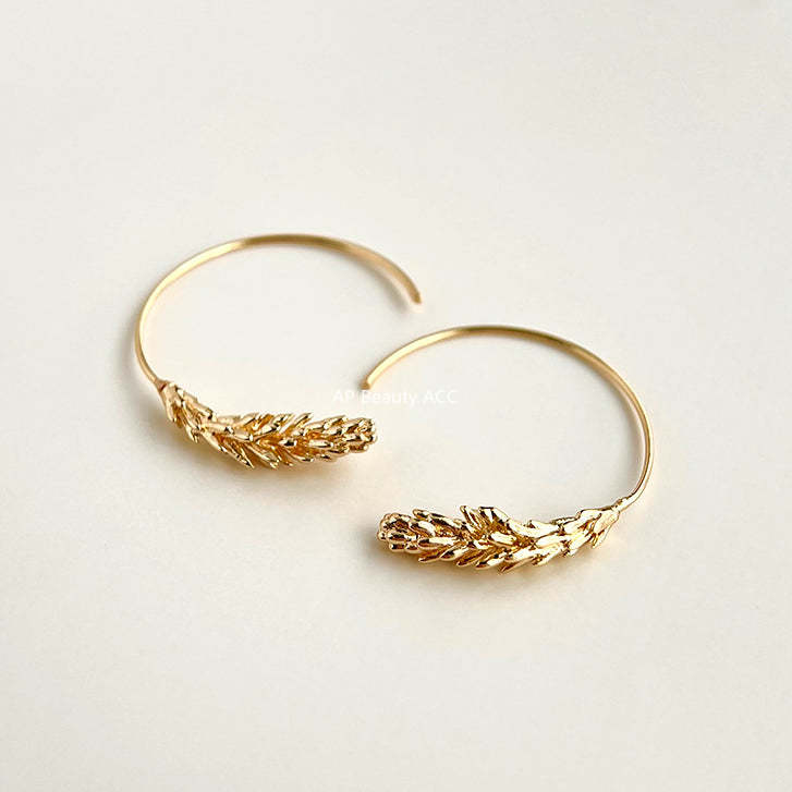 C관 - 14K 도금 밀 이삭 세련된 디자이너 귀걸이 [4385] 24.07-1