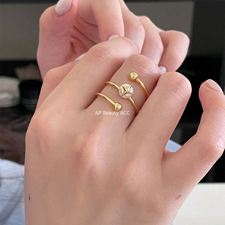 A관 - 925 실버 진주 사각별 회전 라인 디자인 반지 [JZ-0715] 25.10-5