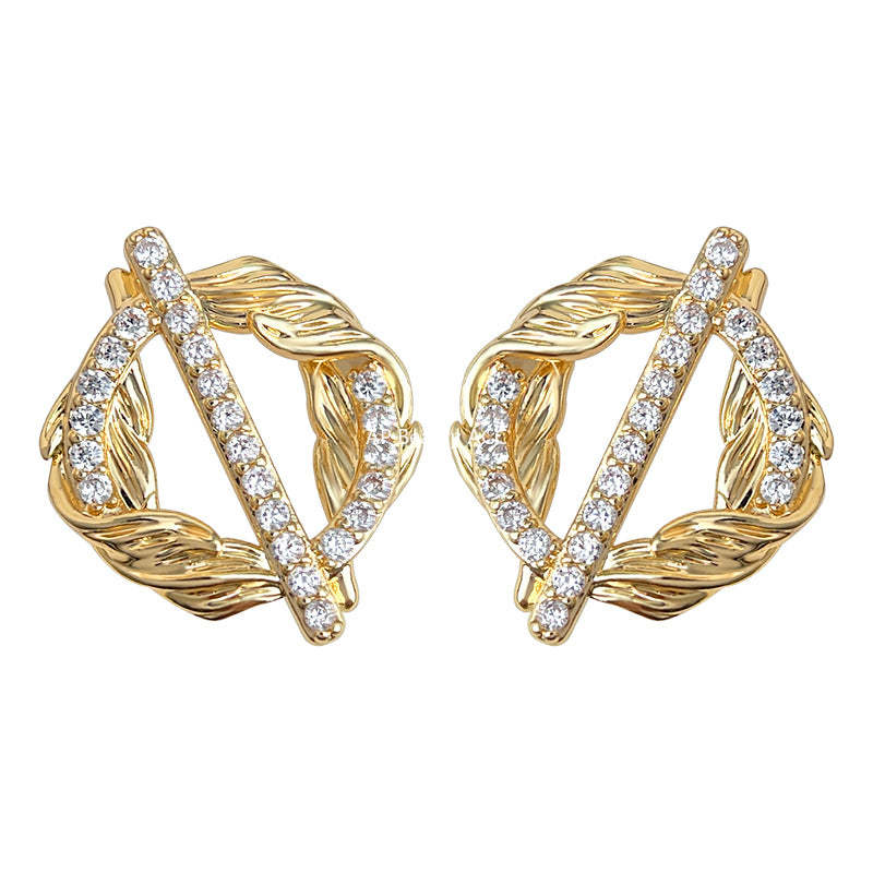 C관 - 밀 이삭 원형 큐빅 925 은침 귀걸이 [7153] 25.11-4