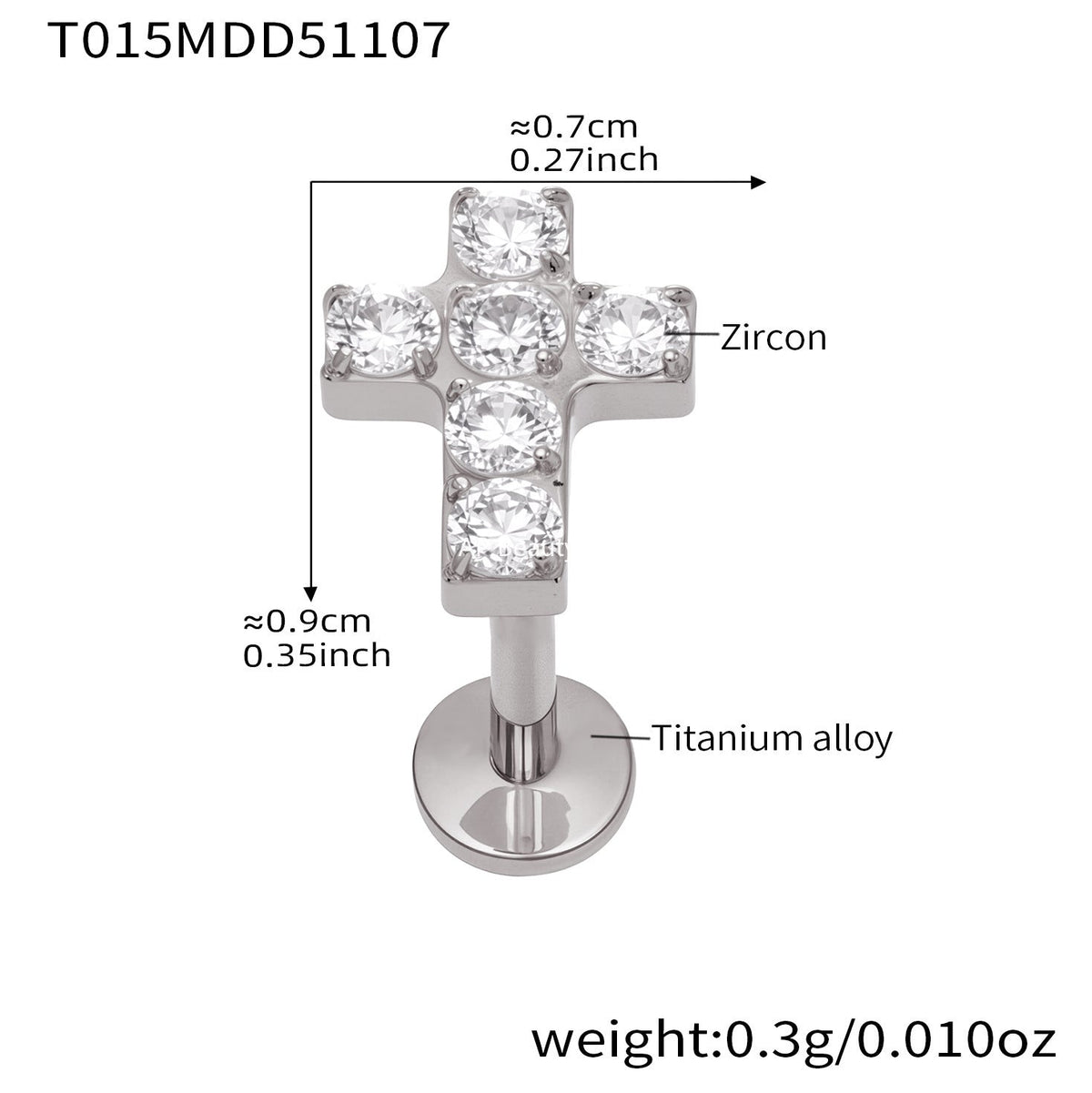 D관 - 티타늄 합금 스틸 입술용 단품 피어싱 [T009] 25.11-2