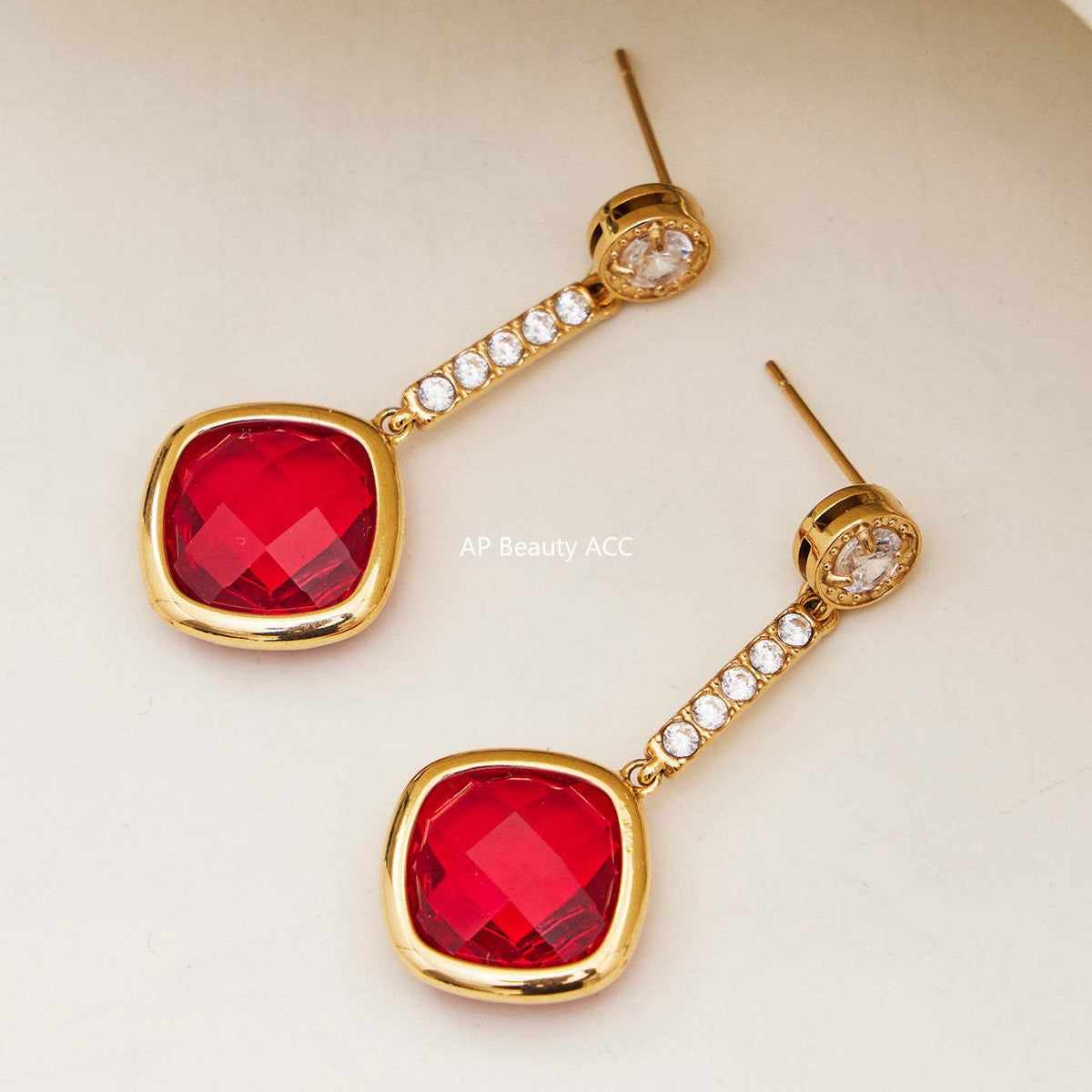 D관 - 스테인리스 스틸 둥근 사각 컷팅 큐빅 목걸이 귀걸이 팔찌 [TXP509] 25.12-1