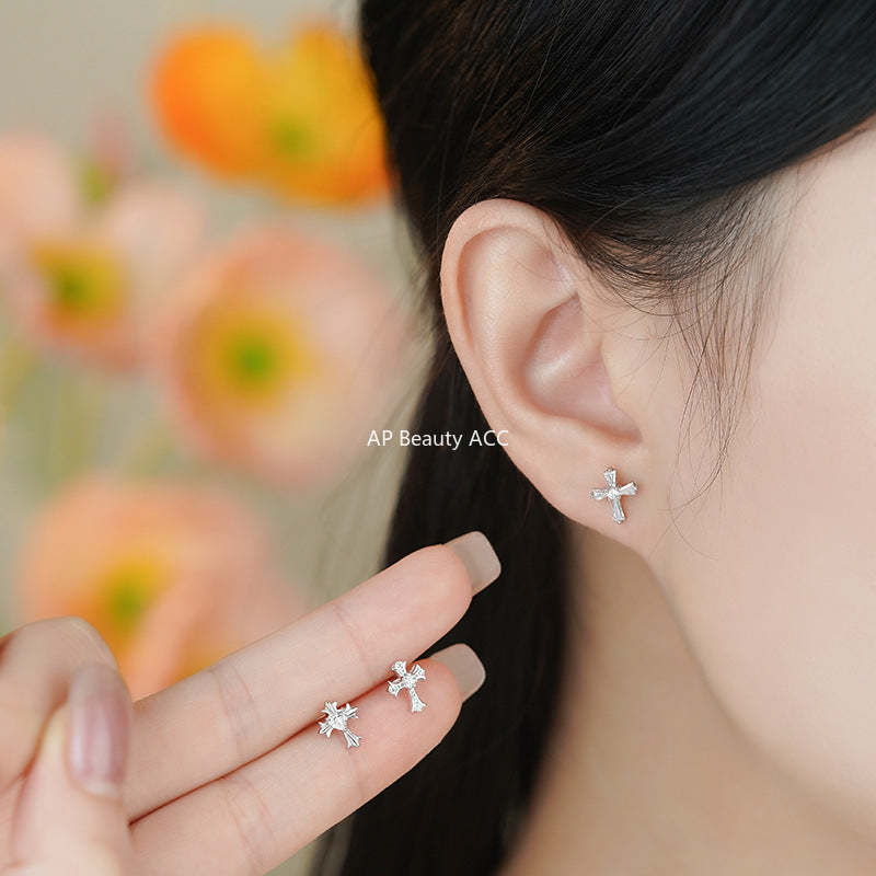 B관 - 큐빅 십자가 999 실버 귀걸이 [YC2153E_3 YC2416E_2 YC2434E_1] 25.11-3