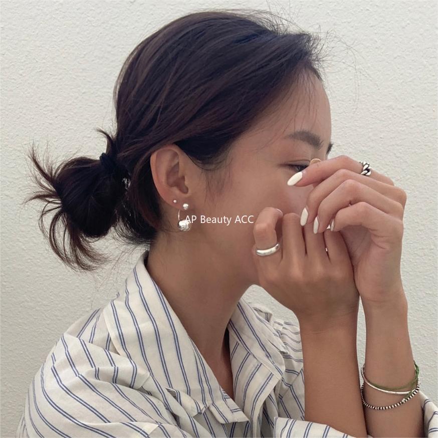 F관 - 925 실버 더블 볼 디자인 귀걸이 [C144] 25.09-2